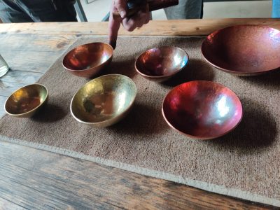 some of the finished singing bowls at adelhaus